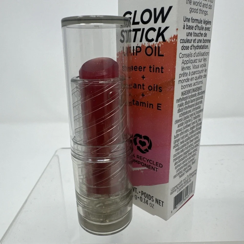 4 Glow Stick Lip Oil by Pacifica Rosy Glow Sheer Tint Plant Oils Vitamin E